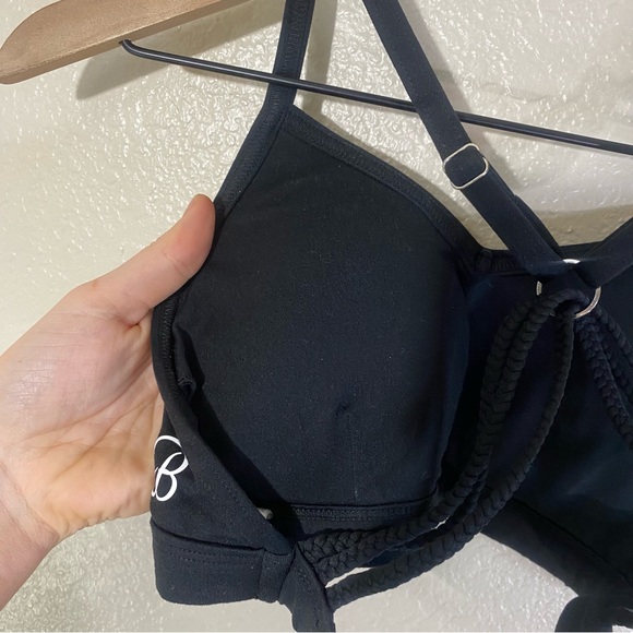 Bombshell Sportswear BRAID BACK Silver Ring Sexy SPORTS BRA in Black Fit Size S - Picture 8 of 9